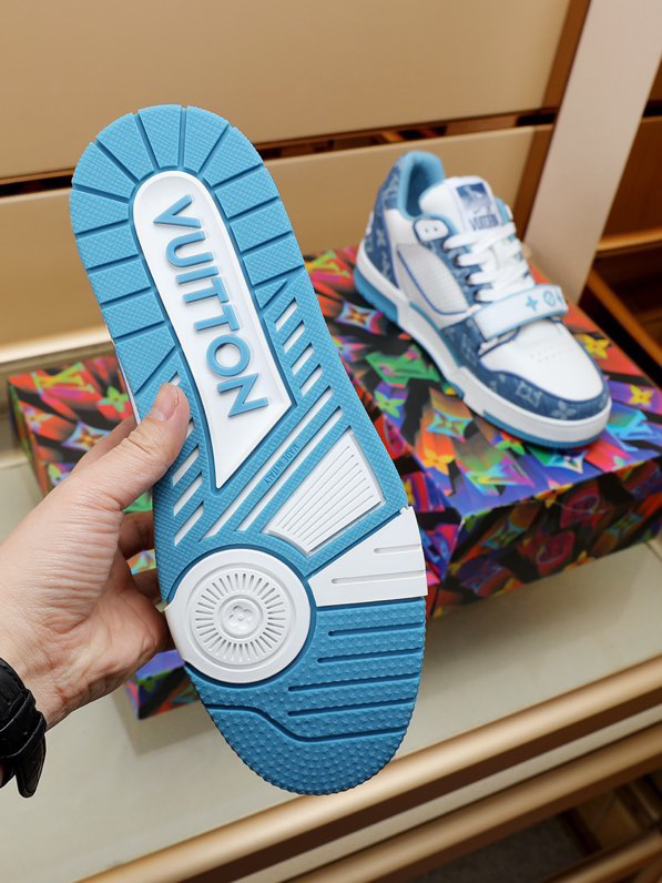 Luxury Virgil Trainer Sneakers Shoes Signature Blue White Monogram