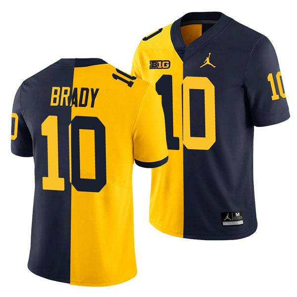 #10 Tom Brady Alumni Michigan Wolverines Football Jersey Stitched Navy Split Two Tone