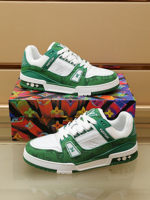 Luxury Virgil Trainer Sneakers Shoes Signature Green Monogram