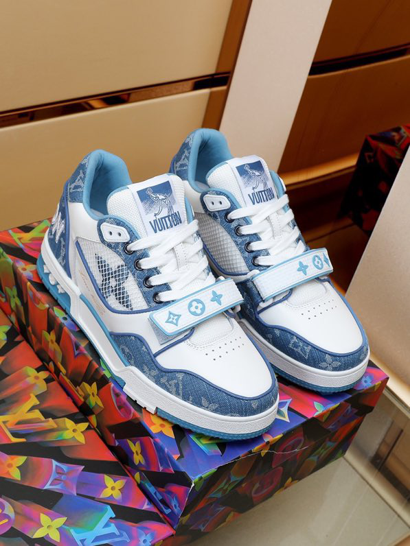 Luxury Virgil Trainer Sneakers Shoes Signature Blue White Monogram