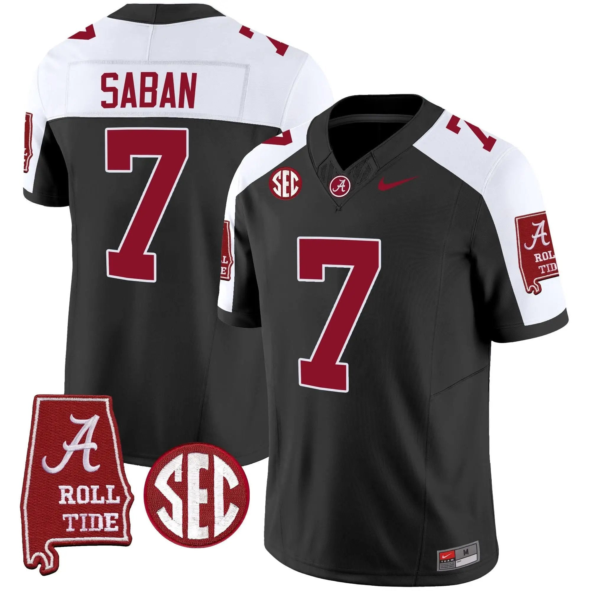 Men Nick Saban Alabama Crimson Tide Football #7 Champions Vapor Limited Jersey