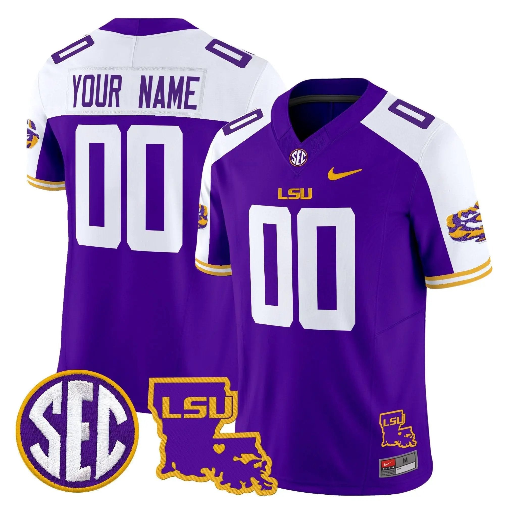 LSU Tigers 2024 Louisiana Patch Vapor Limited Custom Jersey