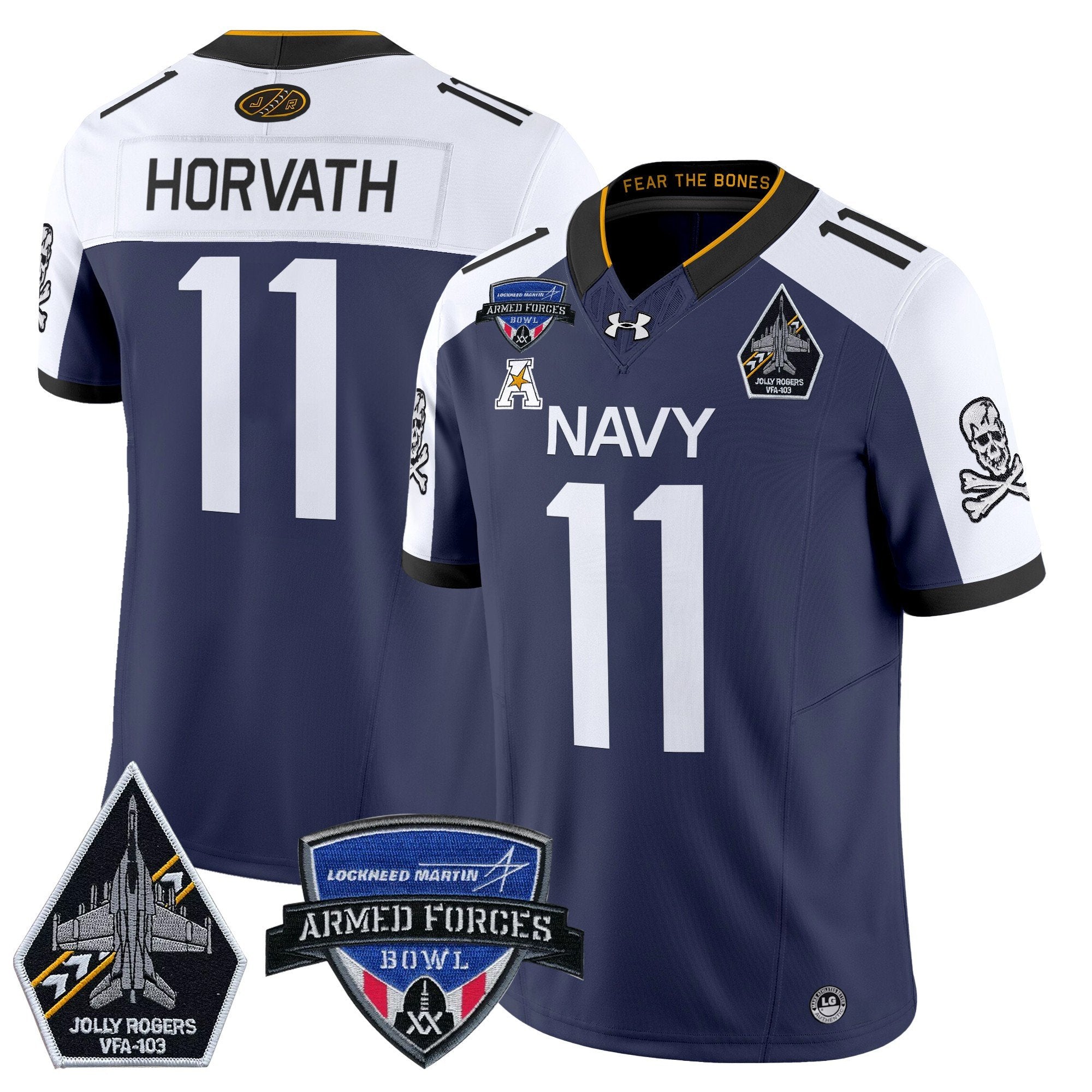 Navy Midshipmen 2025 Armed Forces Bowl Patch Vapor Limited Jersey - All Stitched