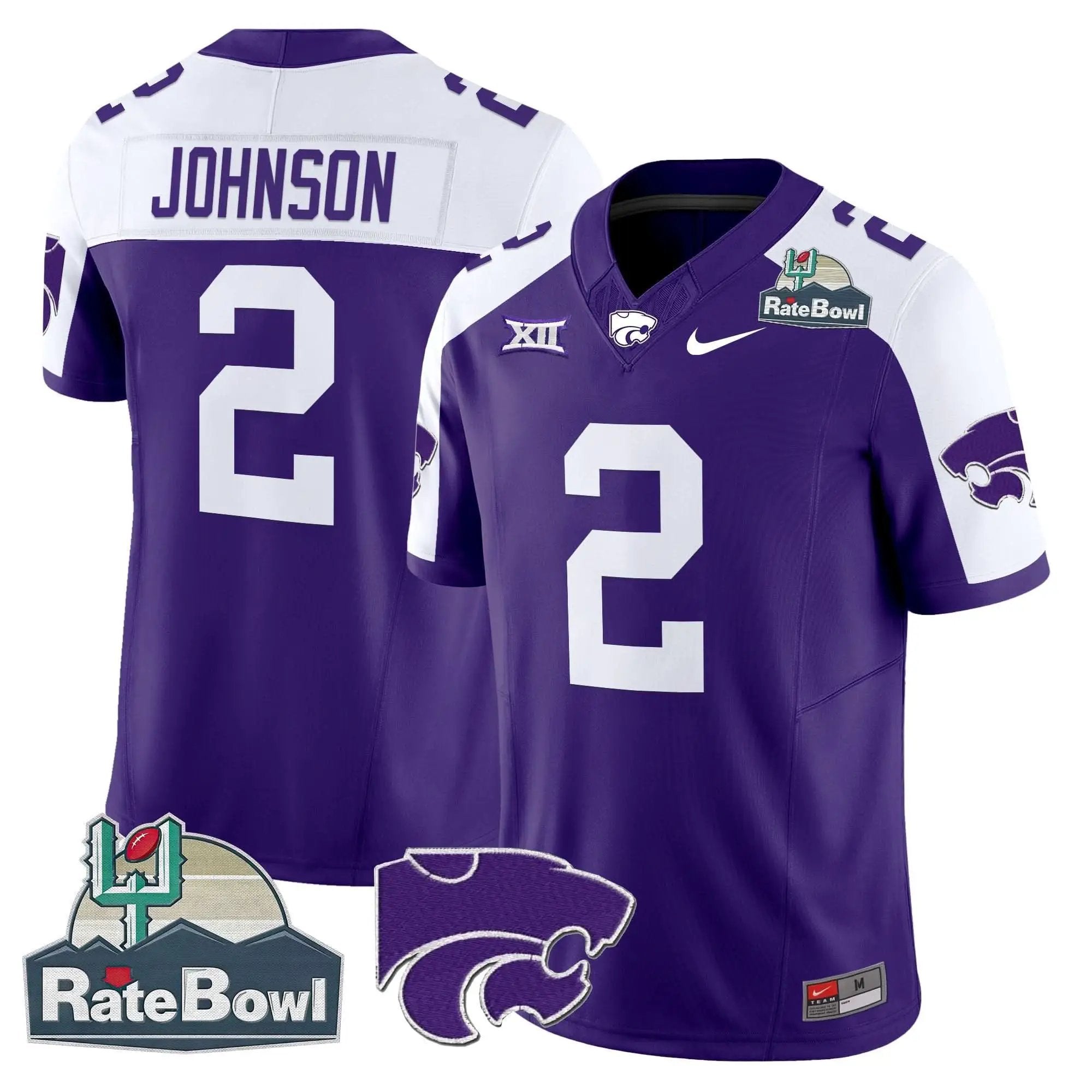 Men Kansas State Wildcats Football 2025 Rate Bowl Patch Vapor Limited Jersey