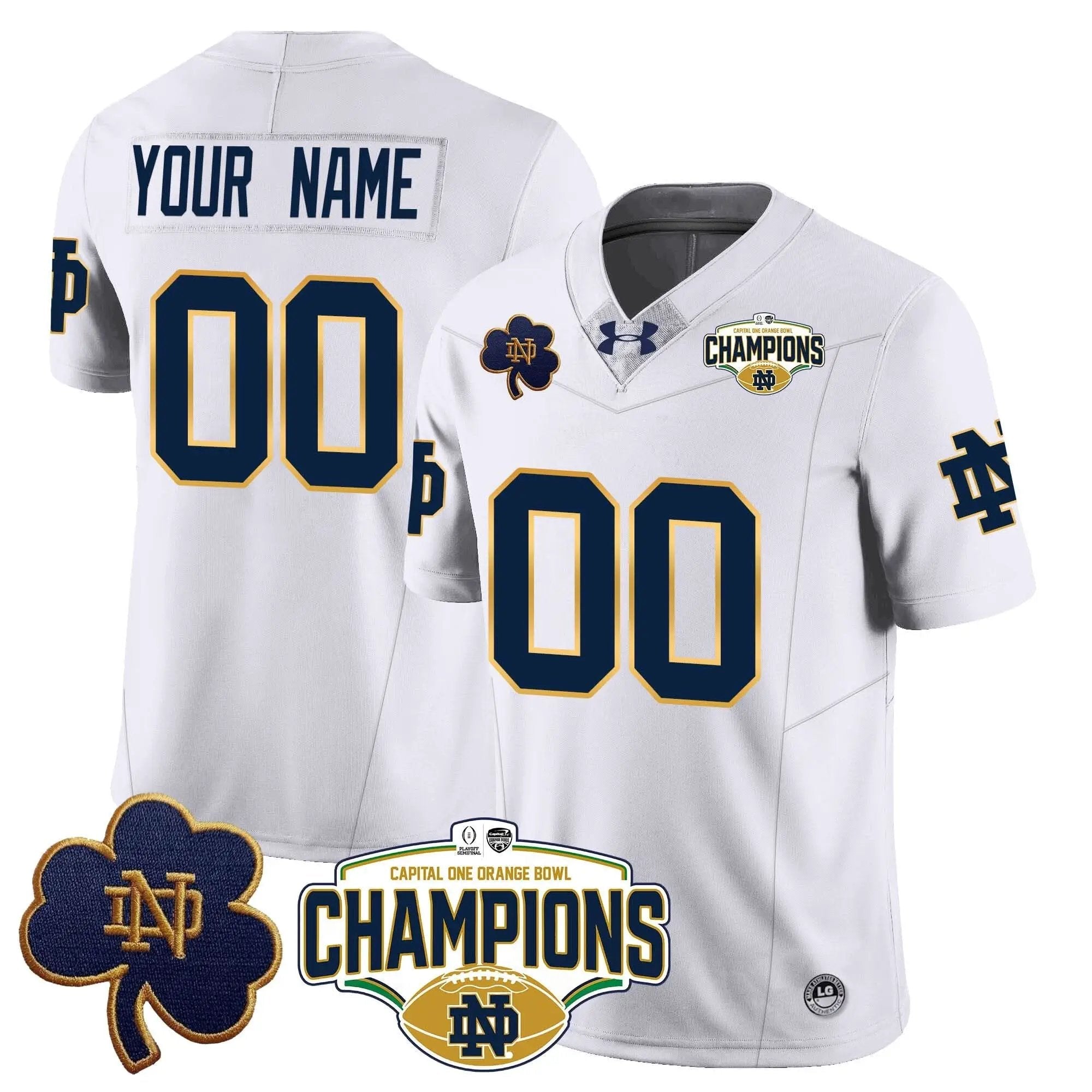 Custom Notre Dame Fighting Irish football 2025 Orange Bowl Champions Jersey N5