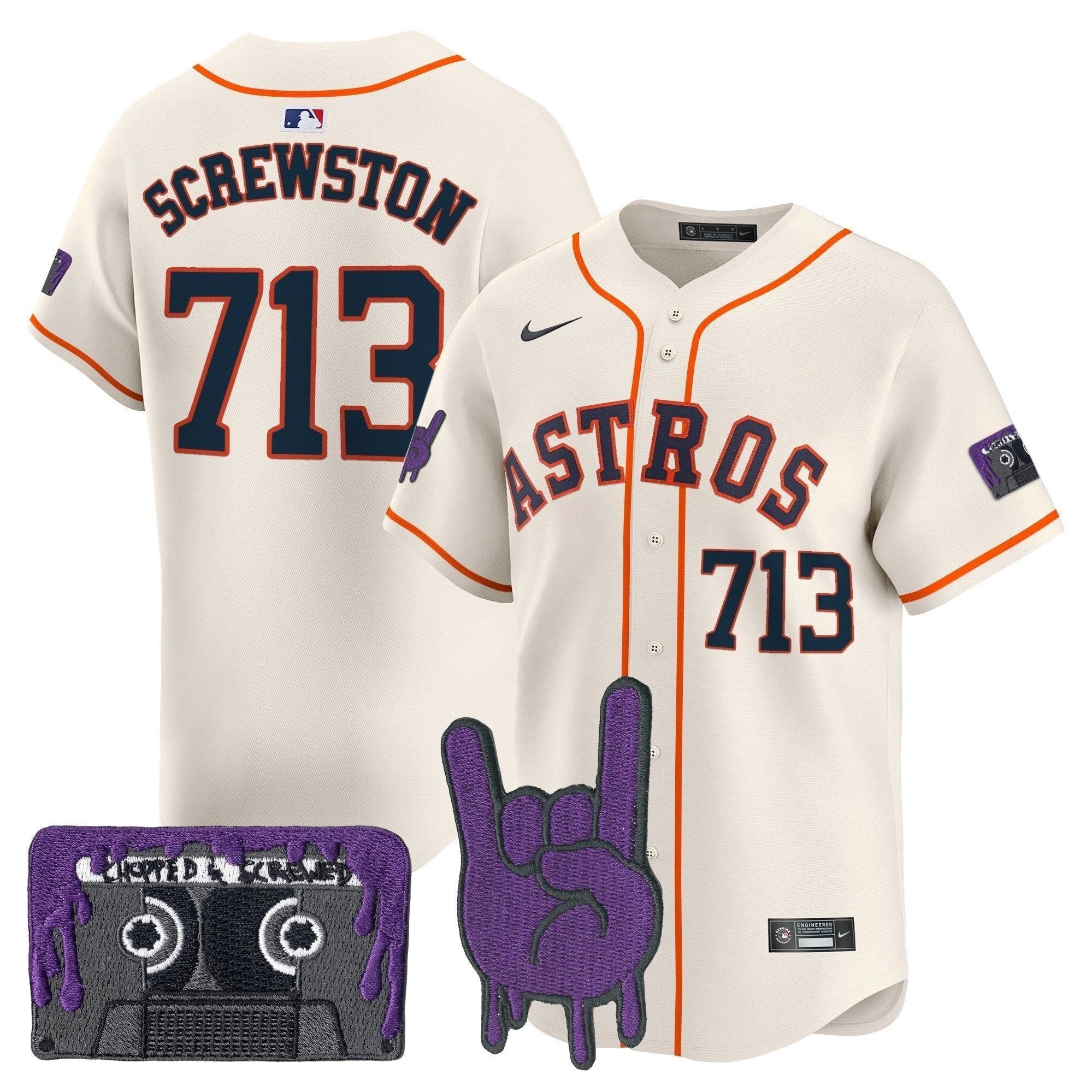 Men Houston Astros DJ Screw Patch Vapor Premier Limited Jersey - All Stitched