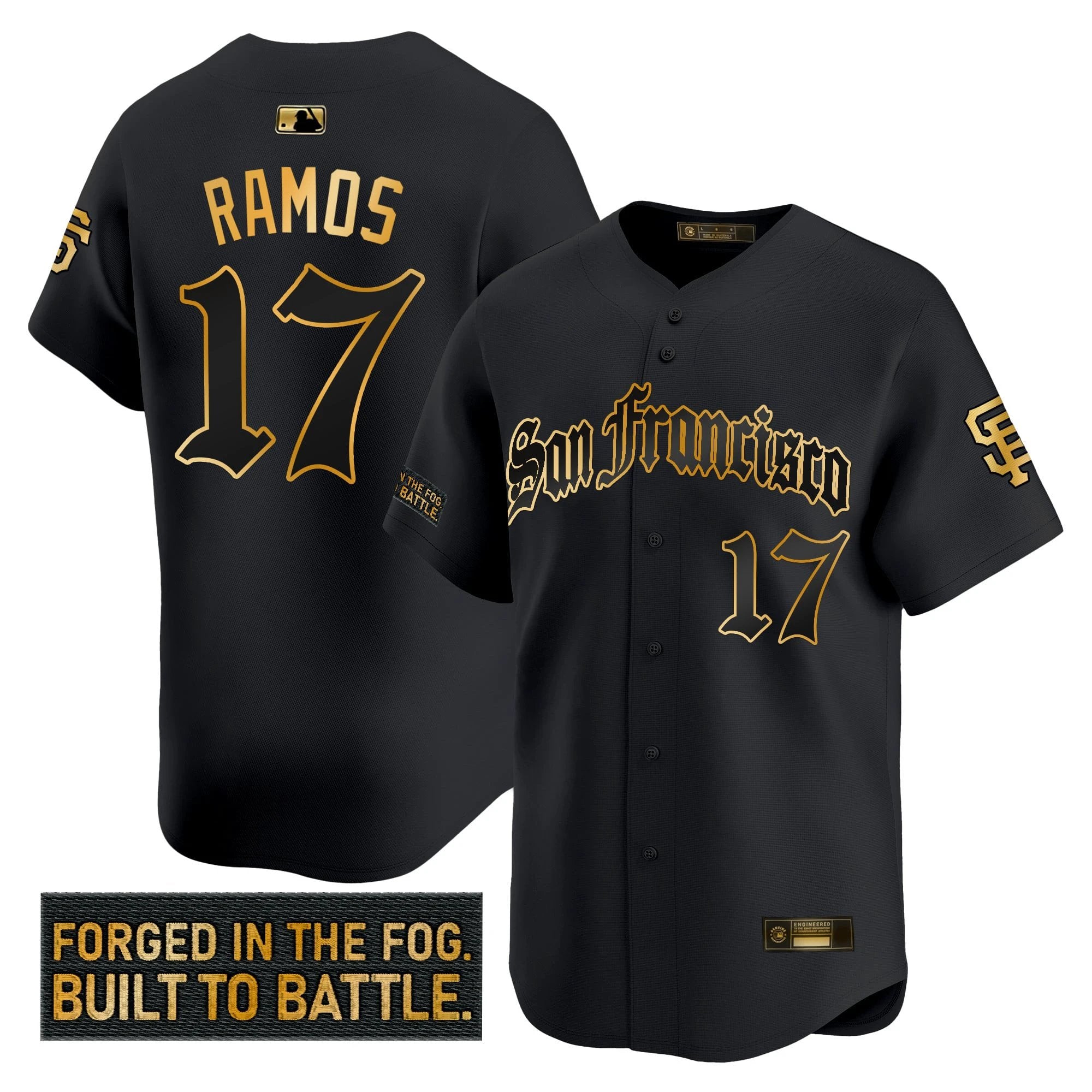 Men San Francisco Giants 'Gothic Fog Edition' Gold Vapor Premier Limited Jersey - All Stitched