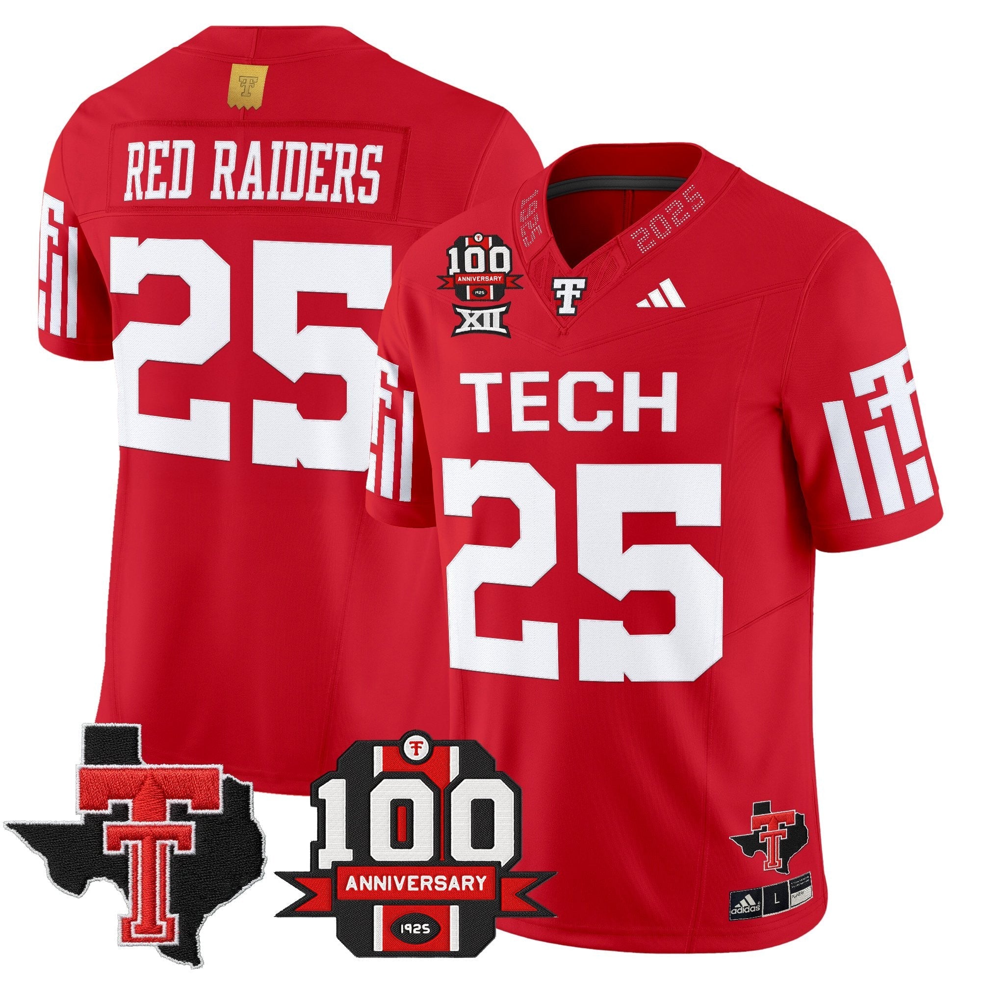 Texas Tech Red Raiders 2025 Vapor Limited Jersey - 100th Anniversary & Texas Patch - All Stitched