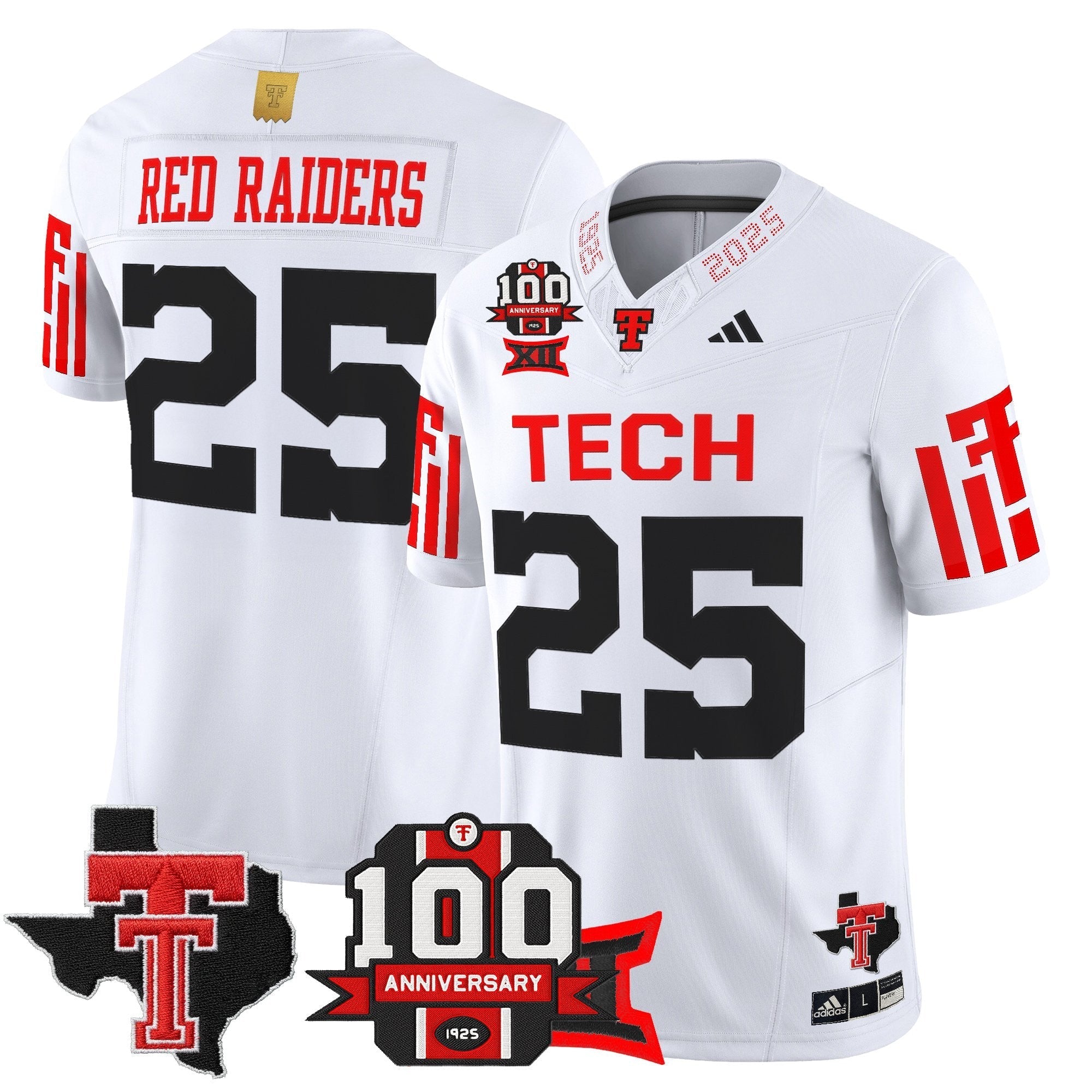 Texas Tech Red Raiders 2025 Vapor Limited Jersey - 100th Anniversary & Texas Patch - All Stitched