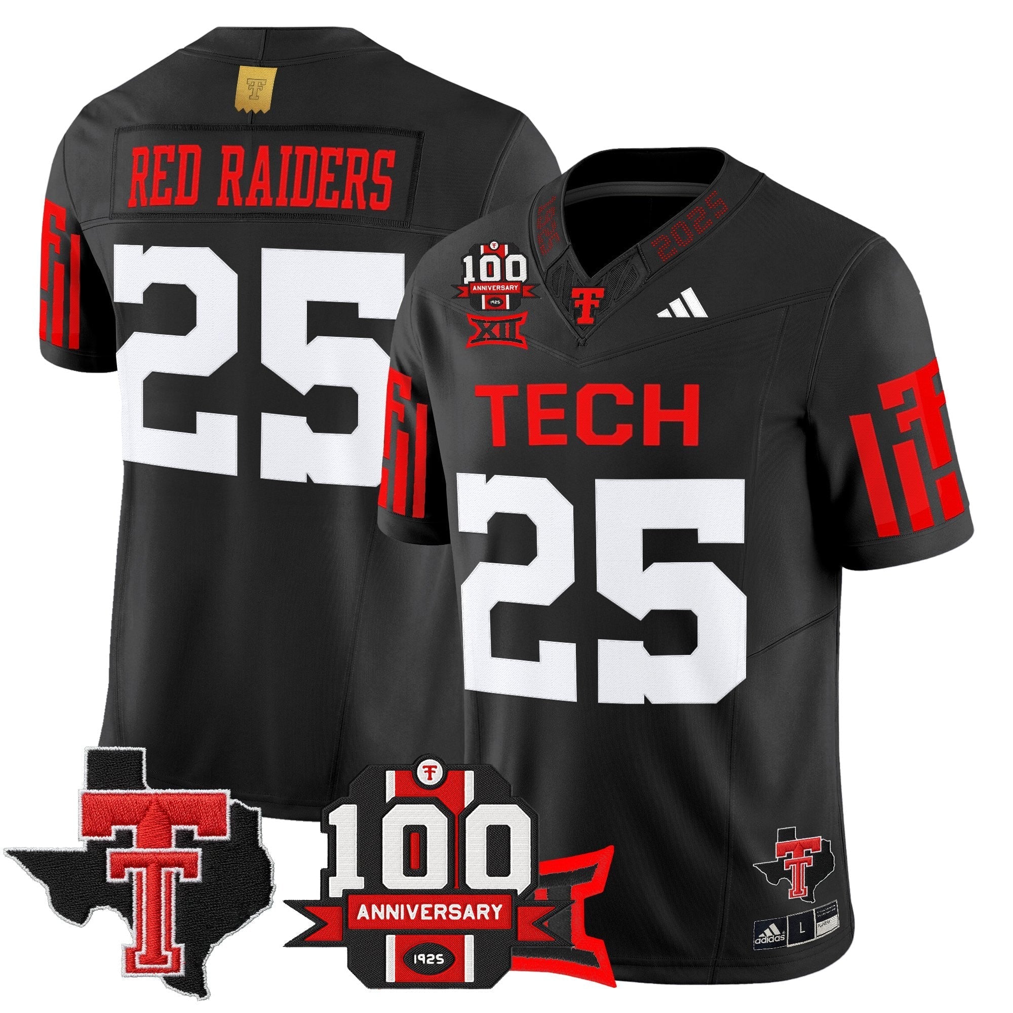 Texas Tech Red Raiders 2025 Vapor Limited Jersey - 100th Anniversary & Texas Patch - All Stitched