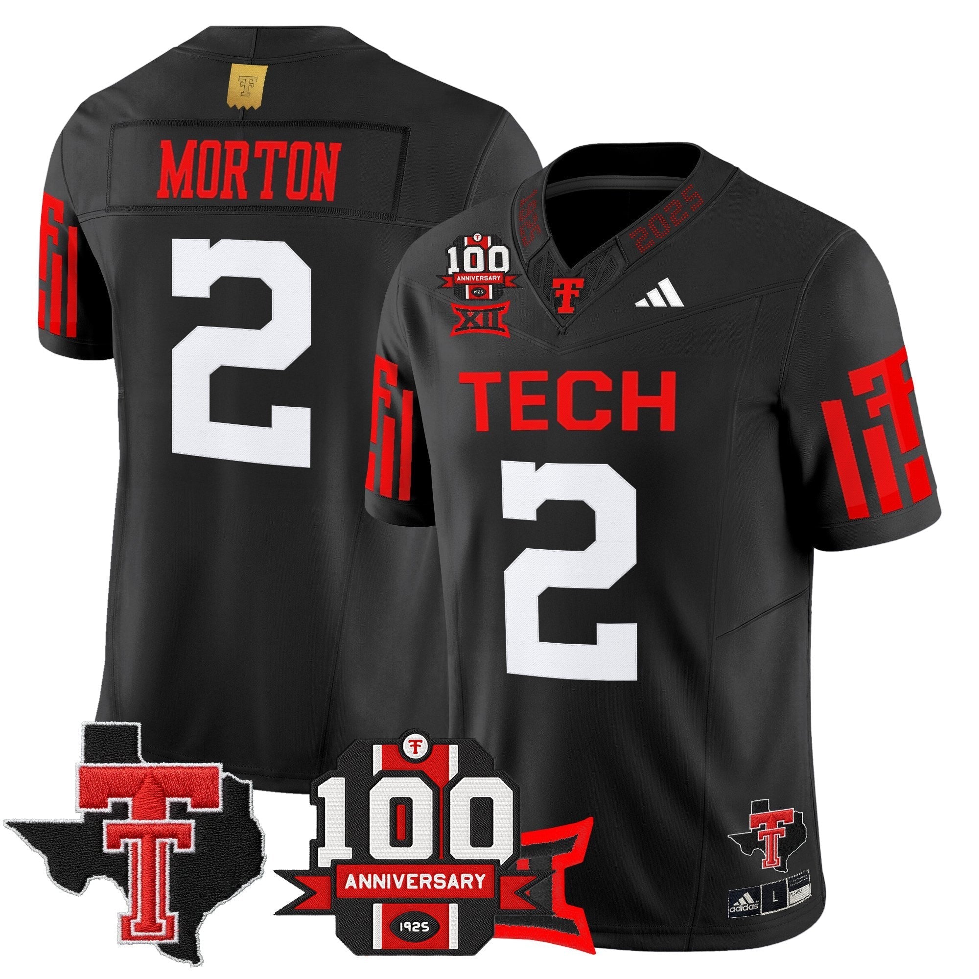 Texas Tech Red Raiders 2025 Vapor Limited Jersey - 100th Anniversary & Texas Patch - All Stitched