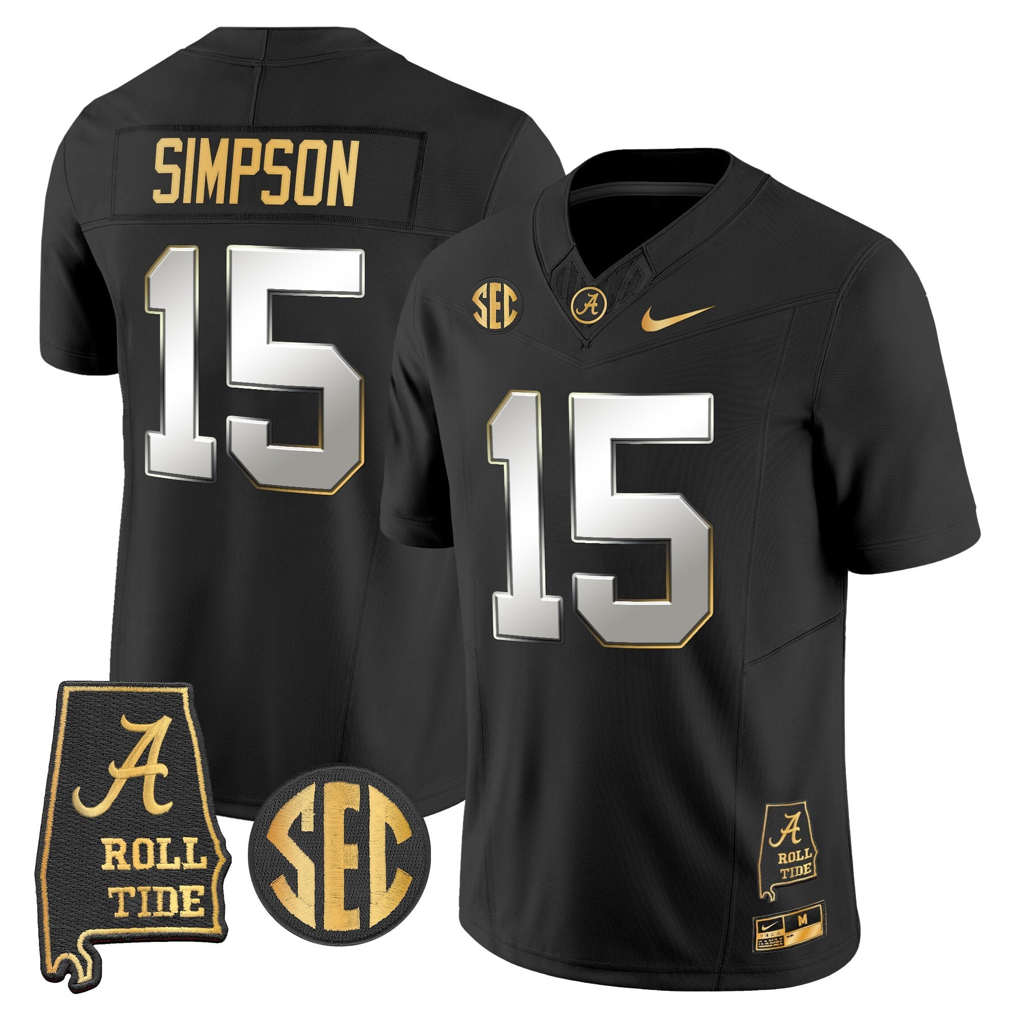 Alabama Crimson Tide 2025 Gold Vapor Limited Jersey - Alabama Map - All Stitched