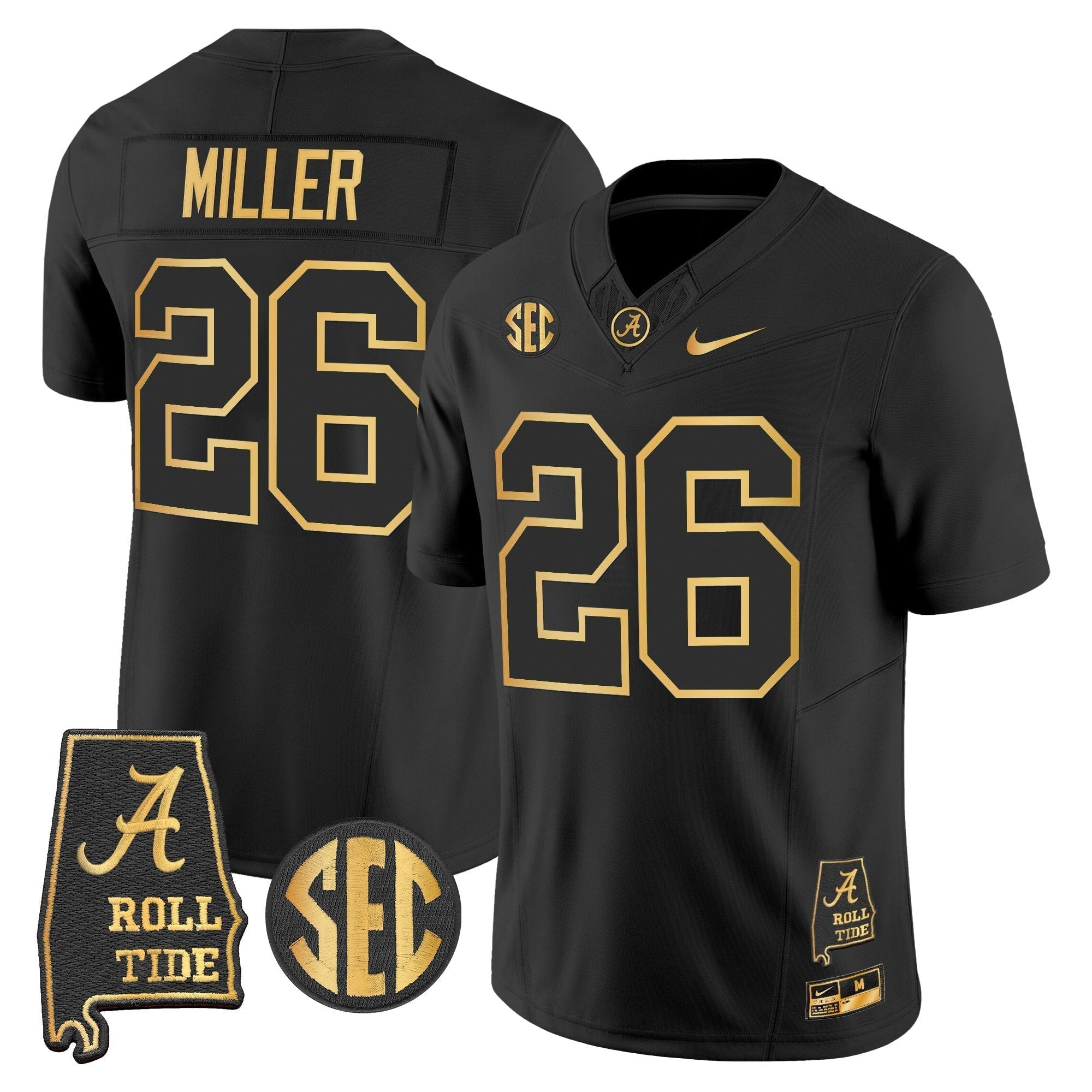 Alabama Crimson Tide 2025 Gold Vapor Limited Jersey - Alabama Map - All Stitched