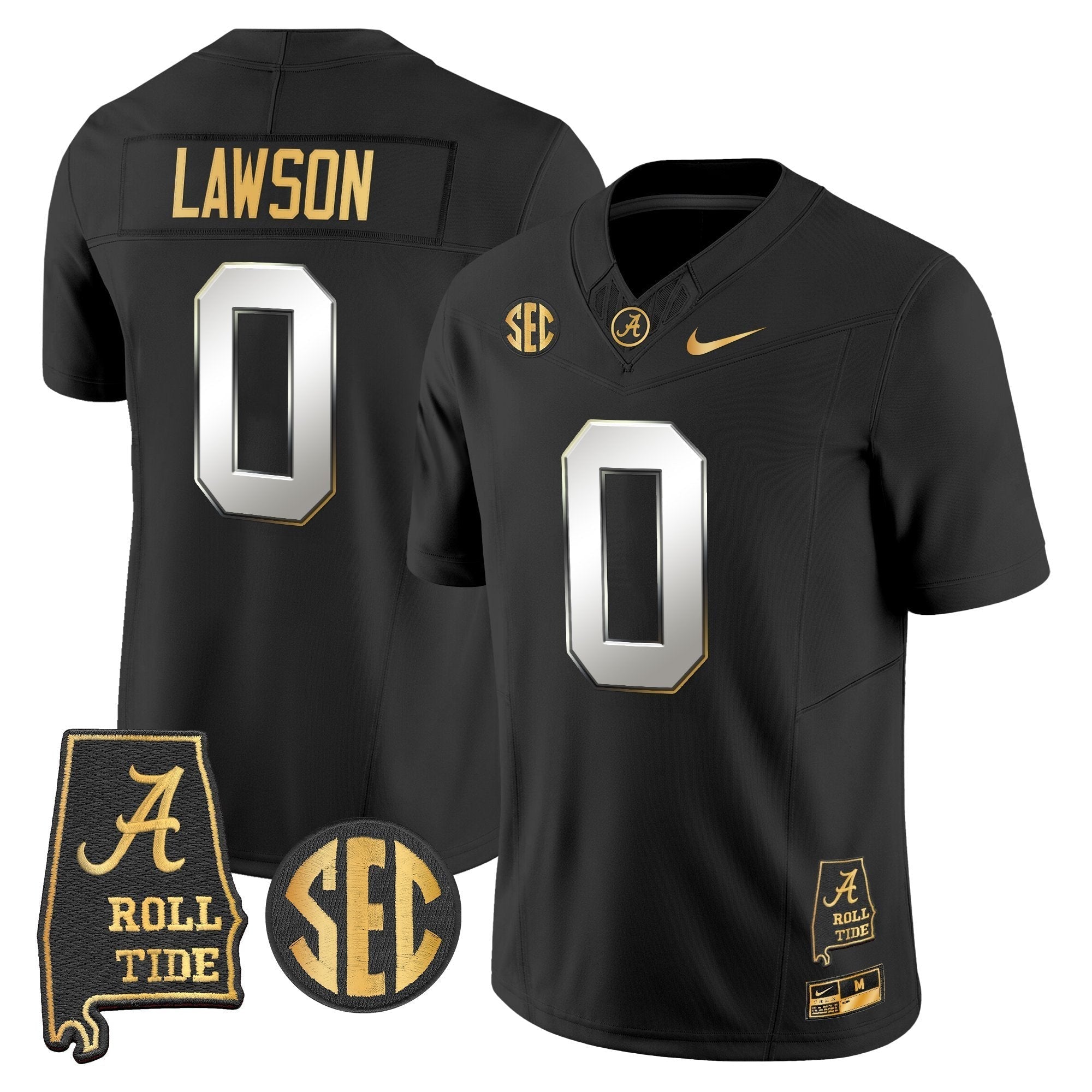 Alabama Crimson Tide 2025 Gold Vapor Limited Jersey - Alabama Map - All Stitched