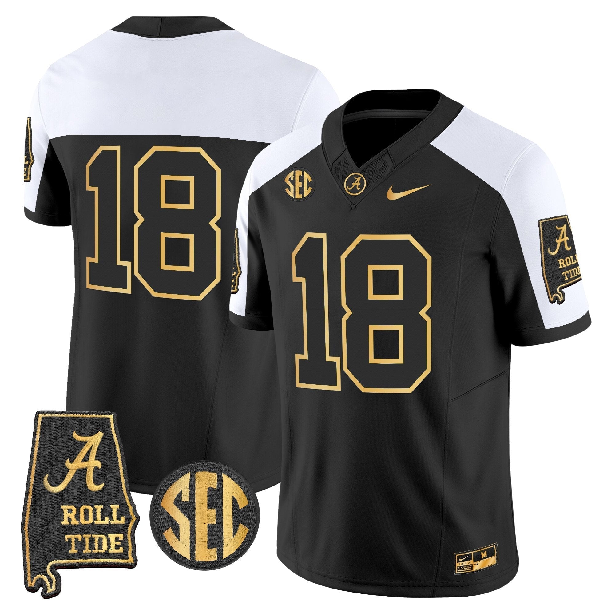 Alabama Crimson Tide 2025 Gold Vapor Limited Jersey - Alabama Map - All Stitched