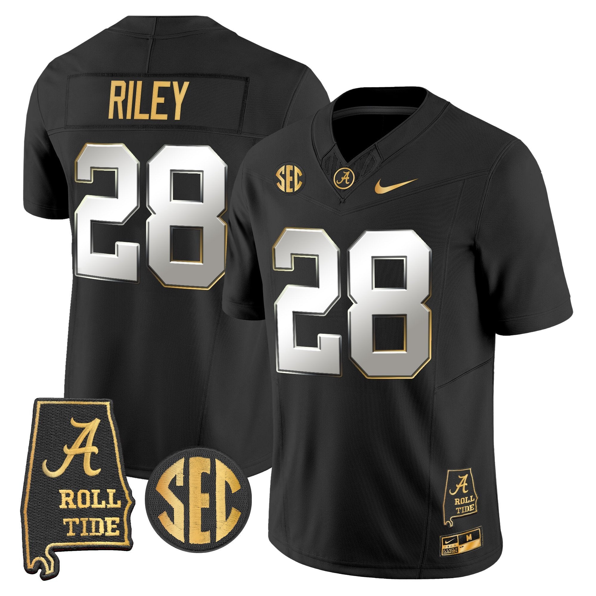 Alabama Crimson Tide 2025 Gold Vapor Limited Jersey - Alabama Map - All Stitched