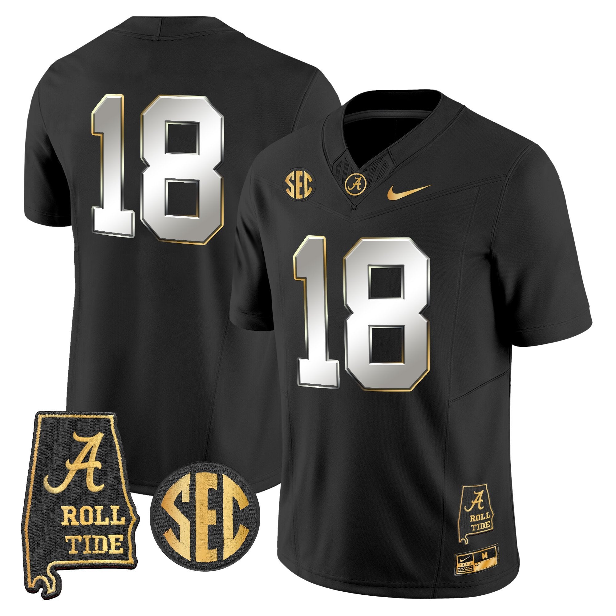 Alabama Crimson Tide 2025 Gold Vapor Limited Jersey - Alabama Map - All Stitched