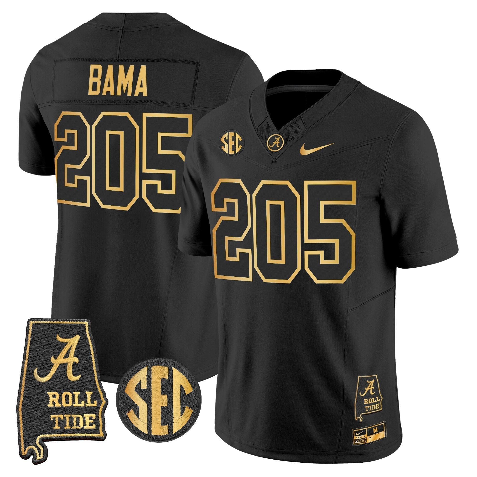 Alabama Crimson Tide 2025 Gold Vapor Limited Jersey - Alabama Map - All Stitched