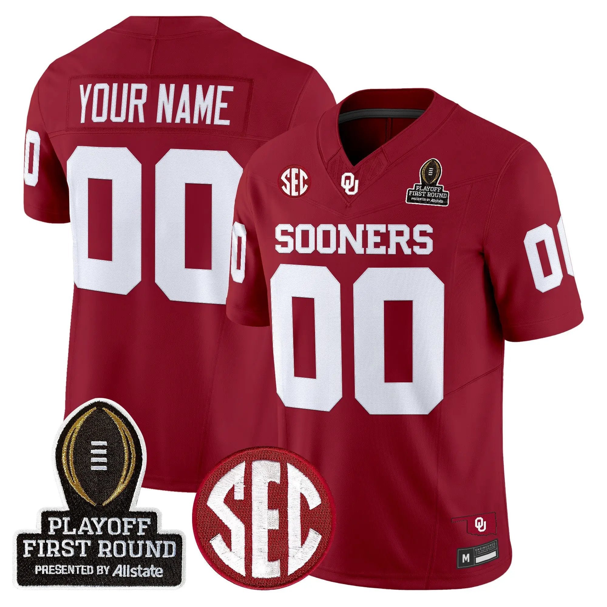 Oklahoma Sooners 2025 Playoff First Round Football Vapor Limited Custom Jersey
