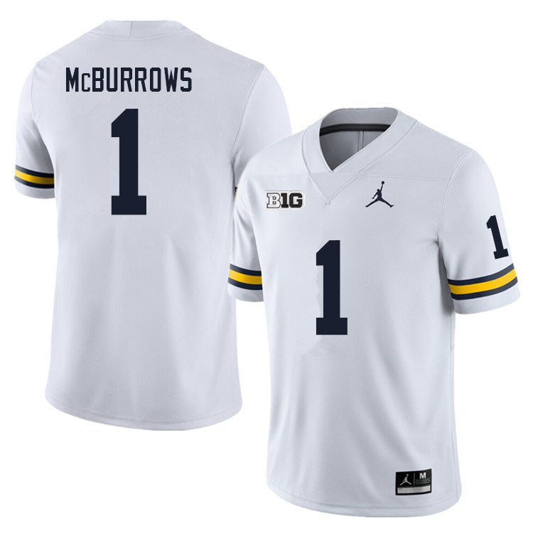 #1 JaDen McBurrows College Men’s Michigan Wolverines Football Jersey Stitched