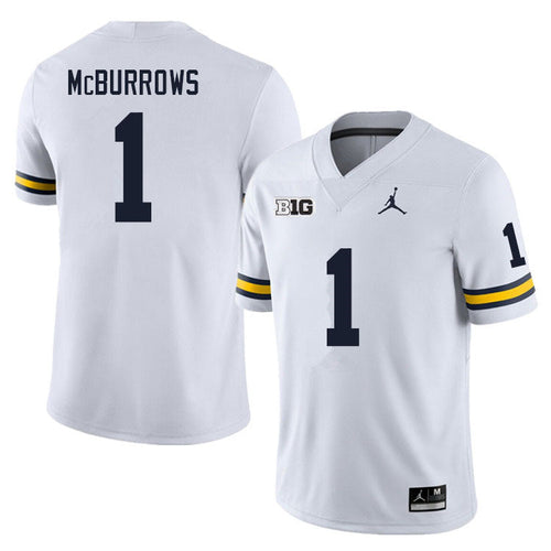#1 JaDen McBurrows College Men’s Michigan Wolverines Football Jersey Stitched