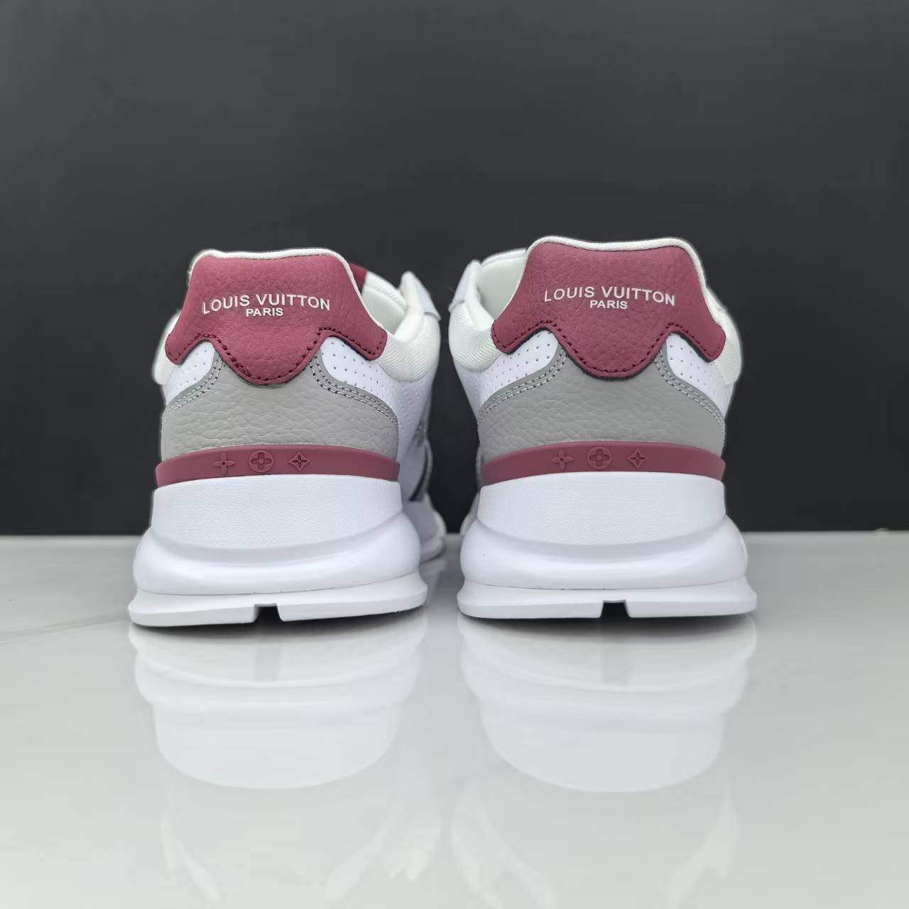 Luxury Lou Paris Classic Trainers White Grey Burgundy Shoes Sneakers