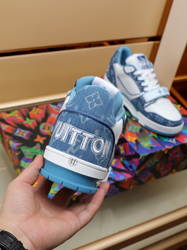 Luxury Virgil Trainer Sneakers Shoes Signature Blue White Monogram