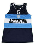 Manu Ginobili Jersey #5 Argentina Basketball Navy Blue