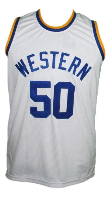 Neon Boudeaux Jersey #50 Western Blue Chips Movie Basketball White