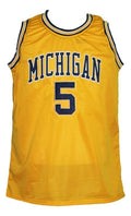 Jalen Rose Jersey #5 Custom Michigan College Basketball New Sewn Yellow
