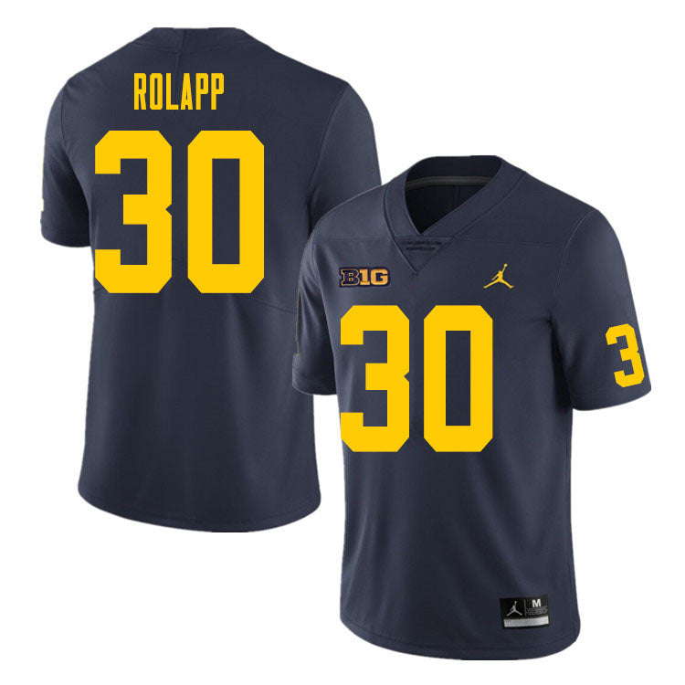 #30 Will Rolapp College Men’s Michigan Wolverines Football Jersey Stitched