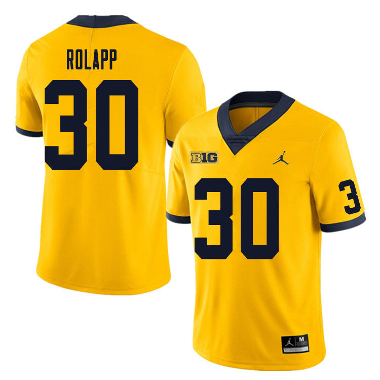 #30 Will Rolapp College Men’s Michigan Wolverines Football Jersey Stitched