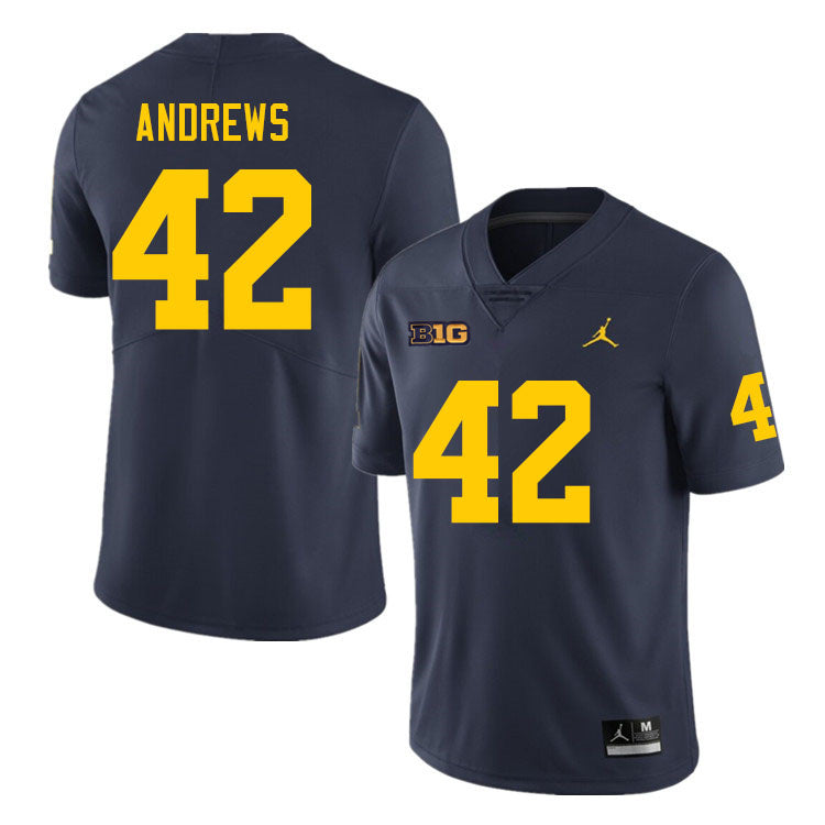 #42 Trevor Andrews College Men’s Michigan Wolverines Football Jersey Stitched