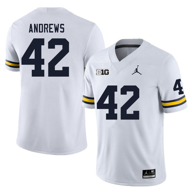 #42 Trevor Andrews College Men’s Michigan Wolverines Football Jersey Stitched