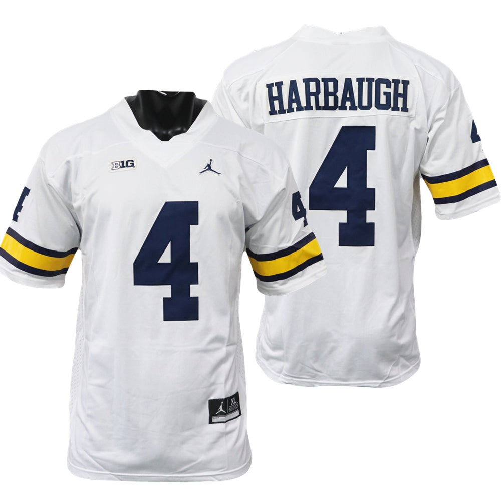 #4 Jim Harbaugh Michigan College Men’s Michigan Wolverines Football Jersey Stitched White