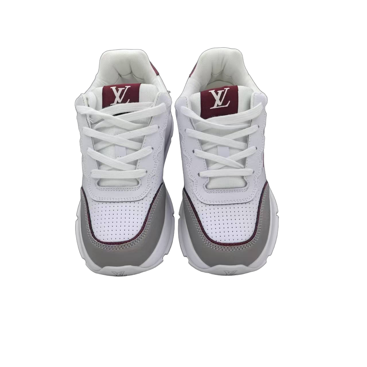 Luxury Lou Paris Classic Trainers White Grey Burgundy Shoes Sneakers