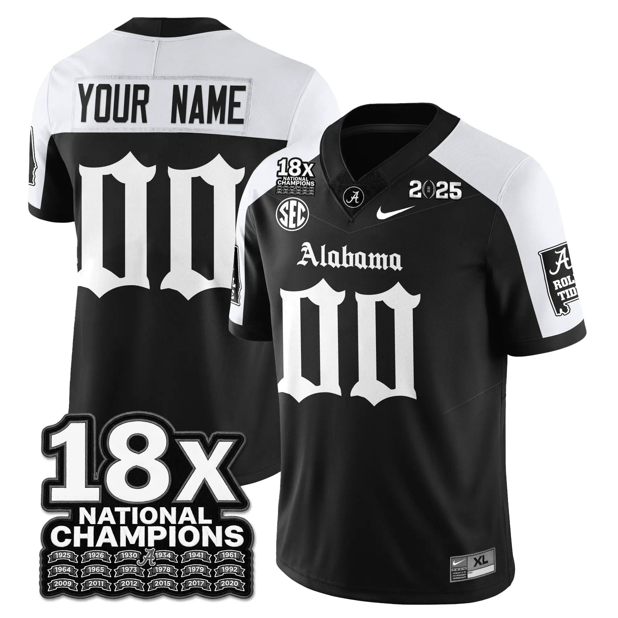 Custom Alabama Crimson Tide Football 18x-Time National Champions Gothic Vapor Limited Jersey