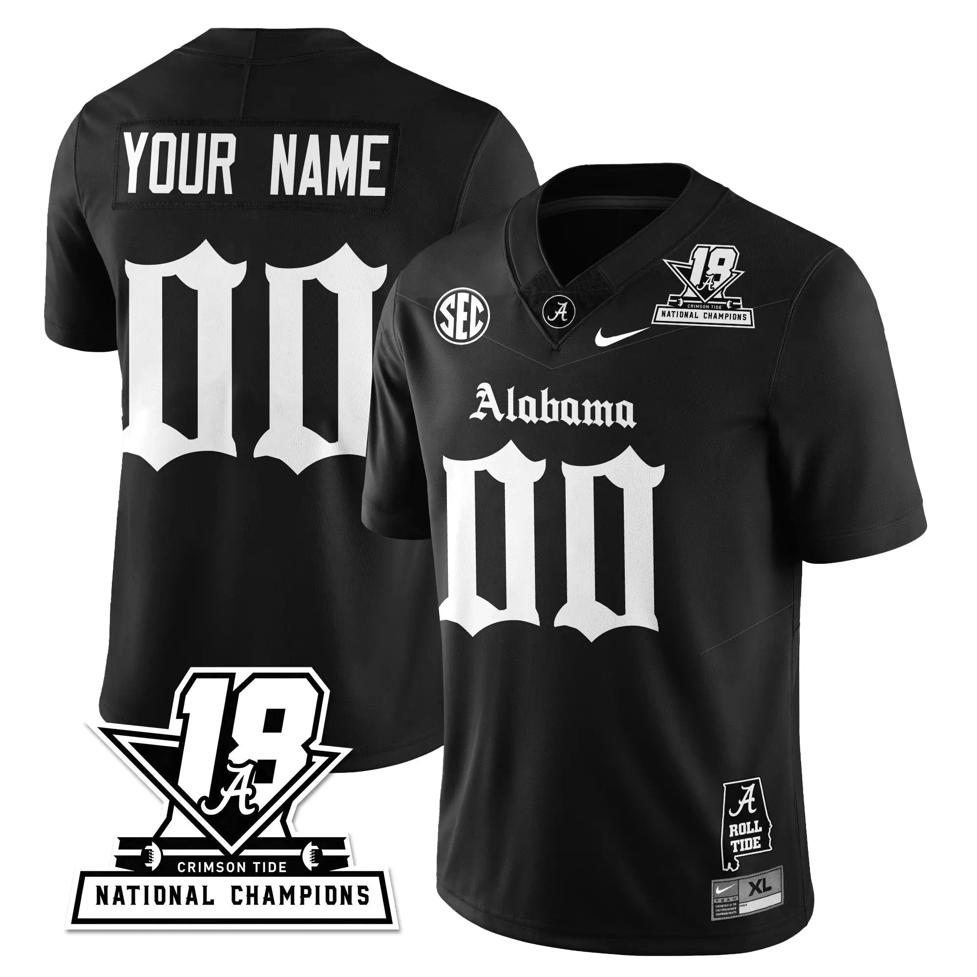 Men Alabama Crimson Tide Football 18x-Time National Champions Gothic Vapor Limited Jersey