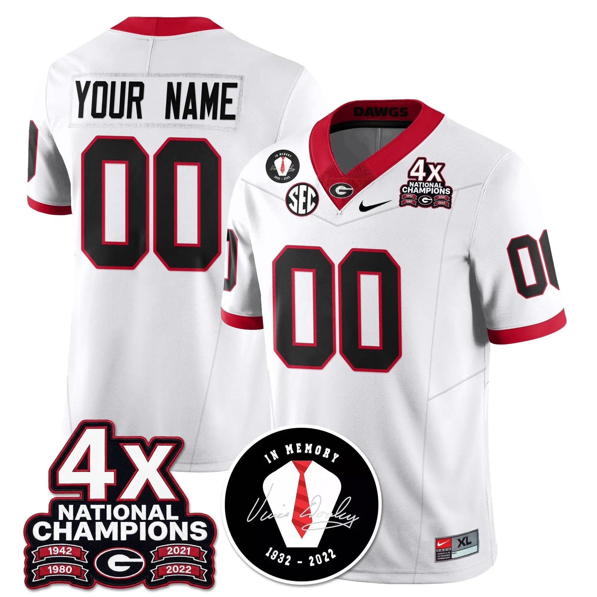 Men University of Georgia Football 4x-Time National Champions Vapor Limited Jersey