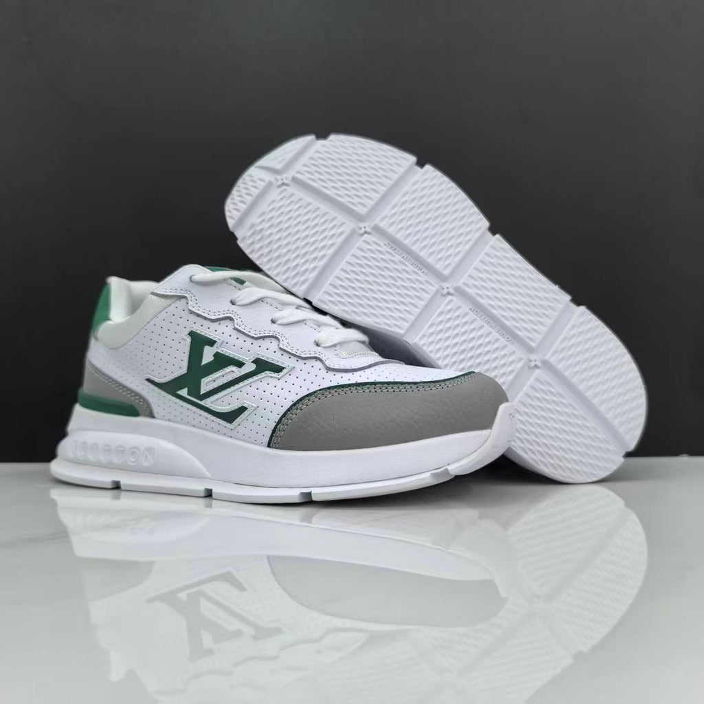 Luxury Lou Paris Classic Trainers Green White Shoes Sneakers