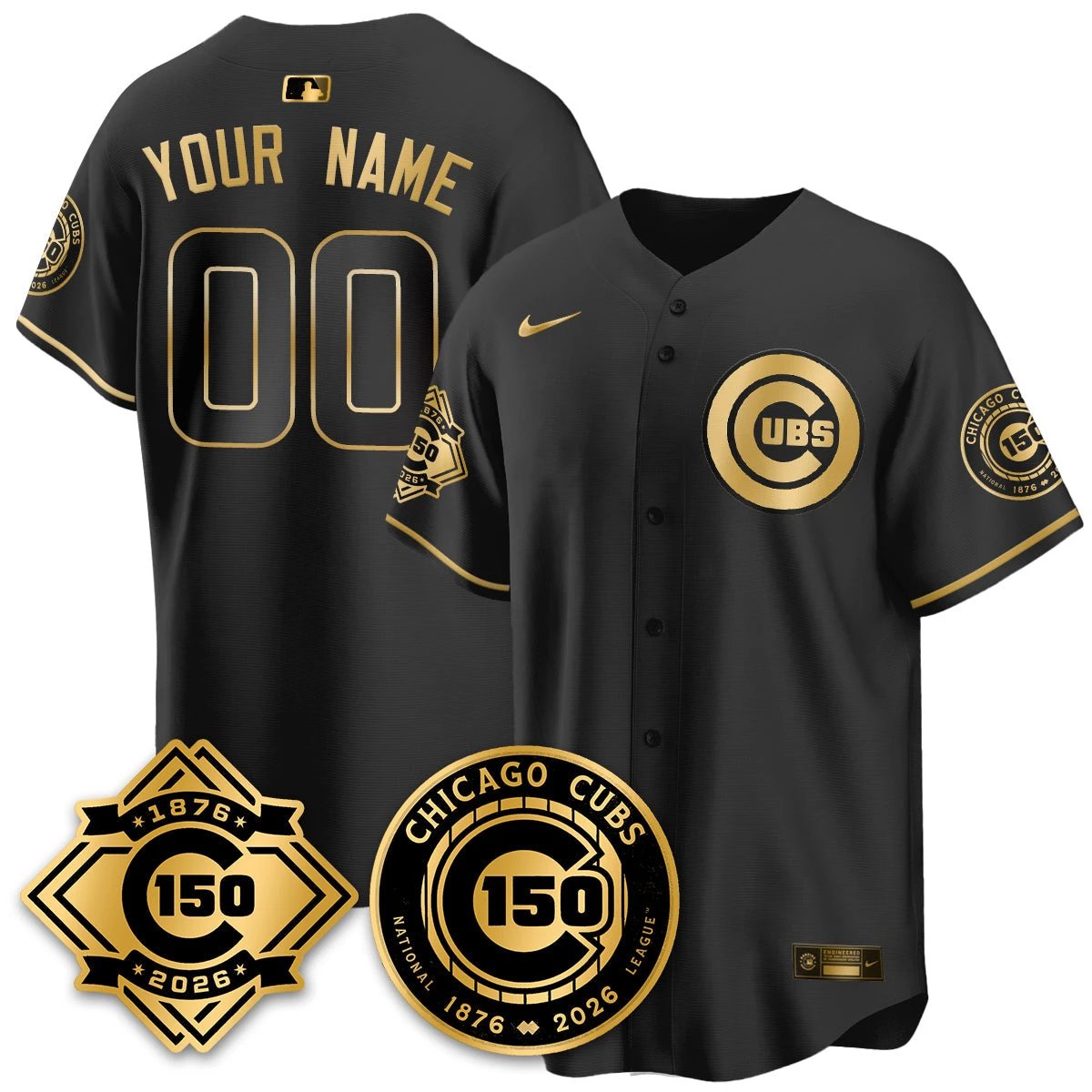 Chicago Cubs Vapor Limited Gold Jersey - 150th Anniversary - All Stitched