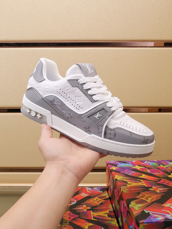 Luxury Trainer Skate Sneakers Shoes #54 Signature Gray White