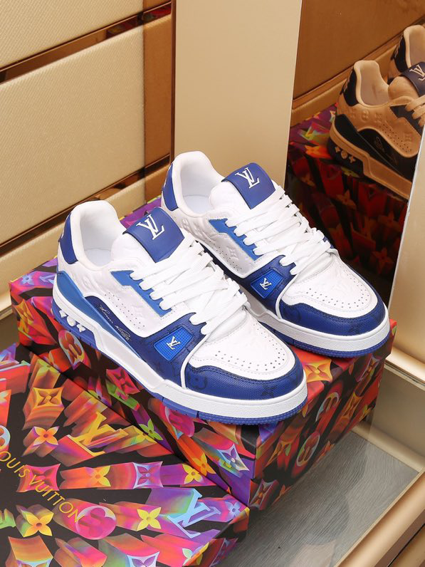 Luxury Trainer Sneakers Shoes #54 Signature Blue and White