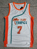 Semi Pro Flint Tropics #7 Coffee Black Movie Basketball Jersey White