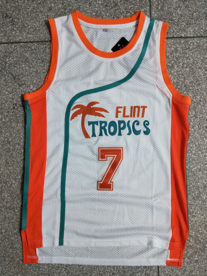 Semi Pro Flint Tropics #7 Coffee Black Movie Basketball Jersey White