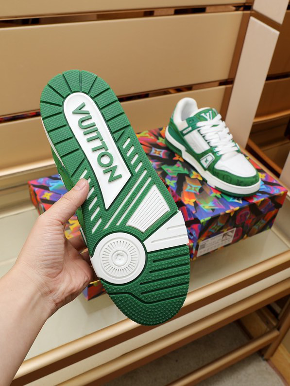 Luxury Virgil Trainer Sneakers Shoes Signature Green Monogram