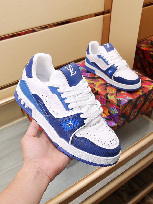 Luxury Trainer Sneakers Shoes #54 Signature Blue and White