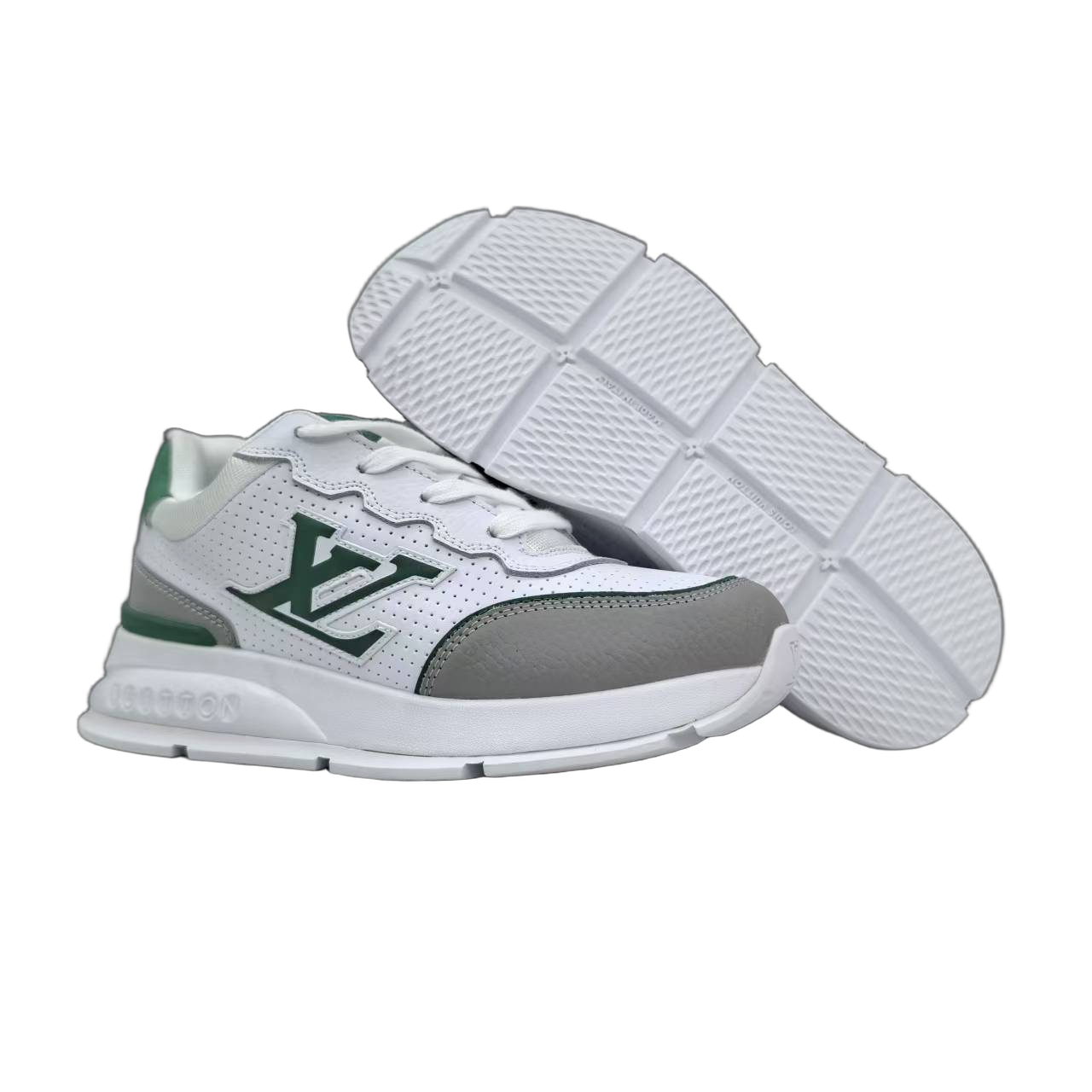 Luxury Lou Paris Classic Trainers Green White Shoes Sneakers