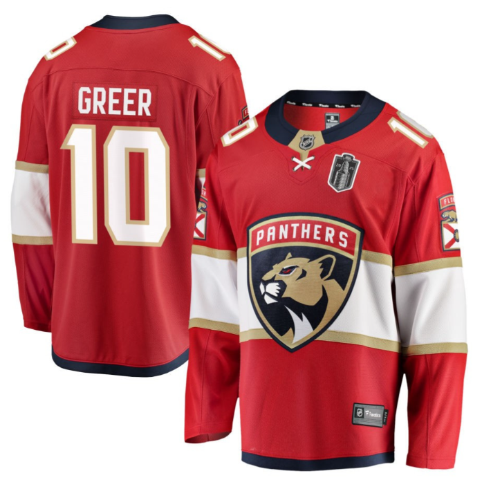 A.J. Greer 10 Florida Panthers 2025 Stanley Cup Final Home Breakaway Men Jersey