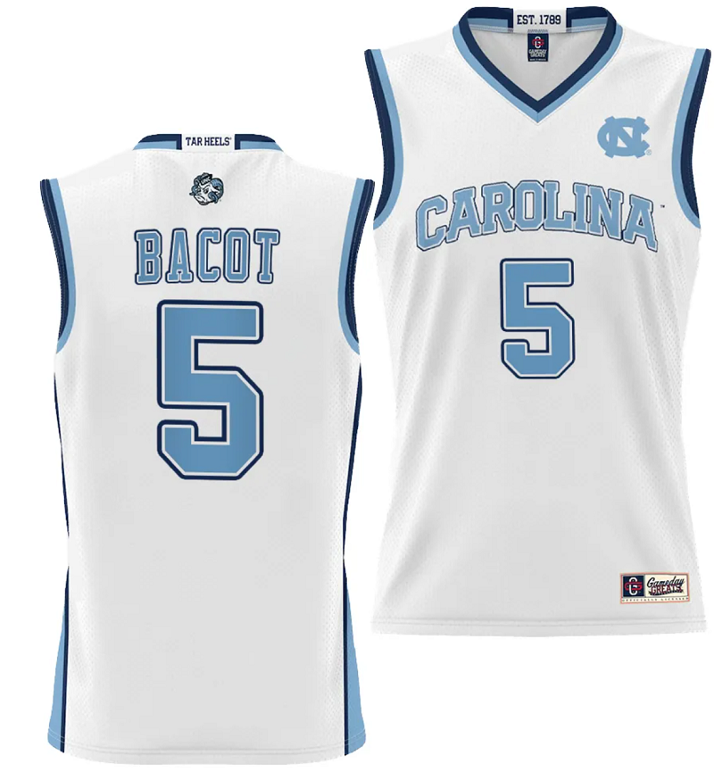 Armando Bacot Jersey #5 UNC Tar Heels NIL College Basketball Lightweight White